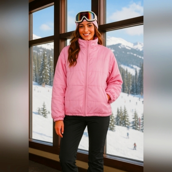 HYFVE Jackets & Blazers - Pink Large Quilted Puffer Ski Cozy Adventure Travel Retro Resort New